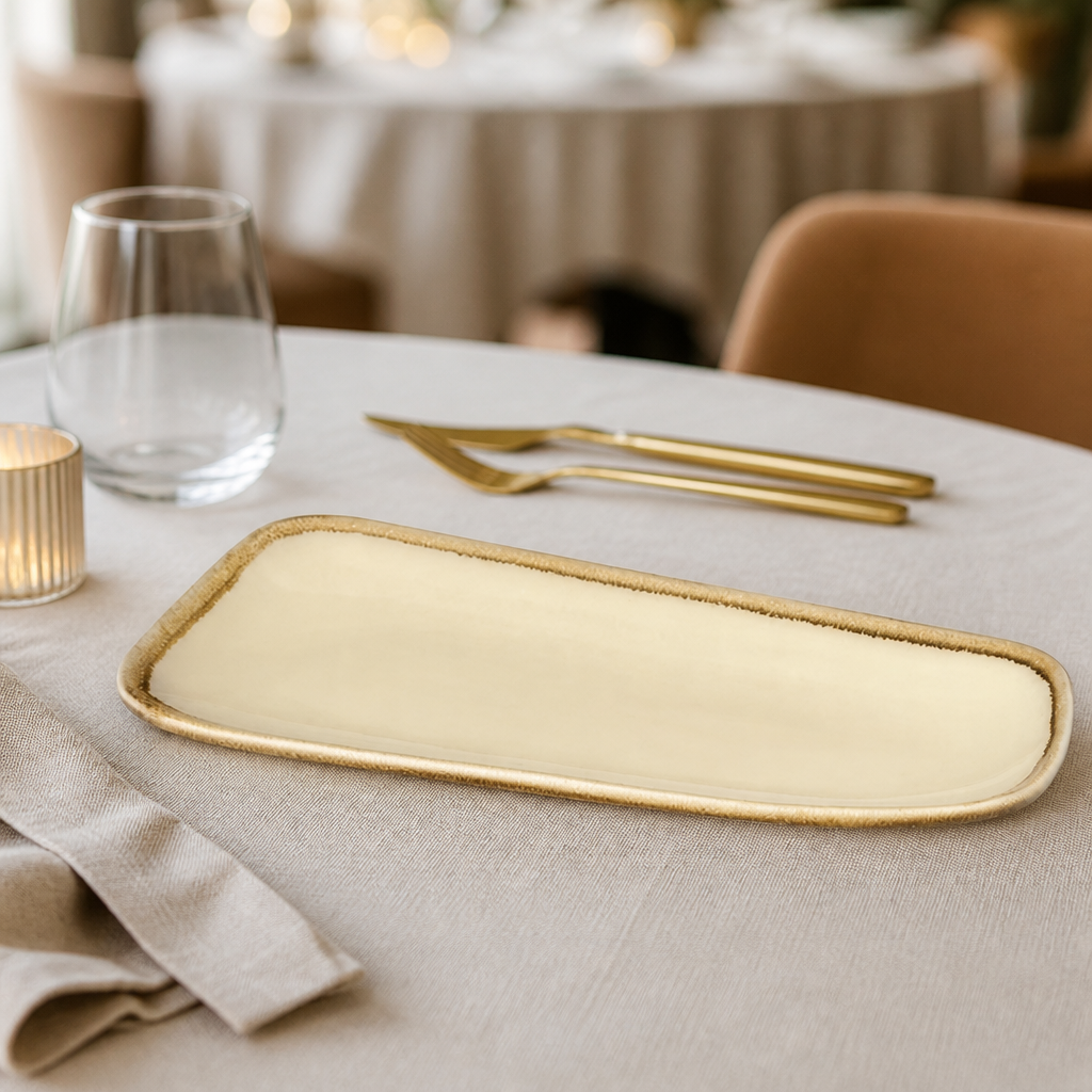 Commercial Rectangular Serving Platter 335mm Sandstone 4 Pack