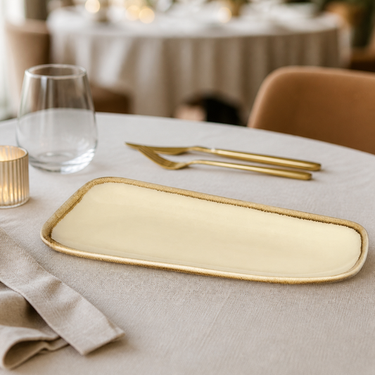 Commercial Rectangular Serving Platter 335mm Sandstone 4 Pack