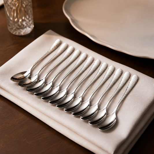 Commercial Cocktail Spoons 12 Pack Stainless Steel Hammered Finish