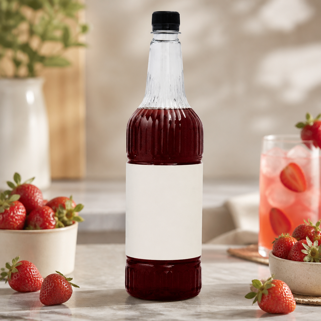 Commercial Strawberry Syrup 1L bottle for beverages and desserts
