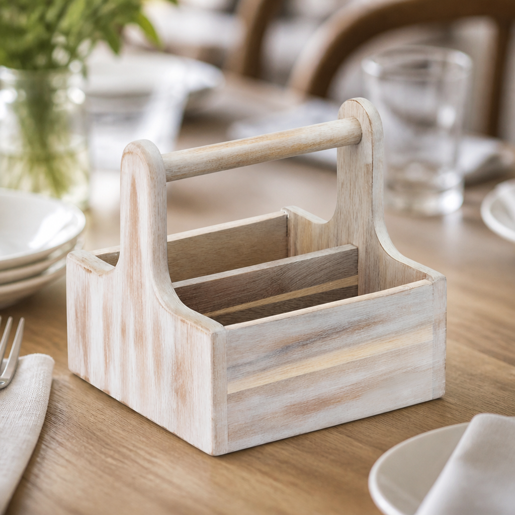 Wooden Condiment Holder Caddy Set of Two 150mm for Tables