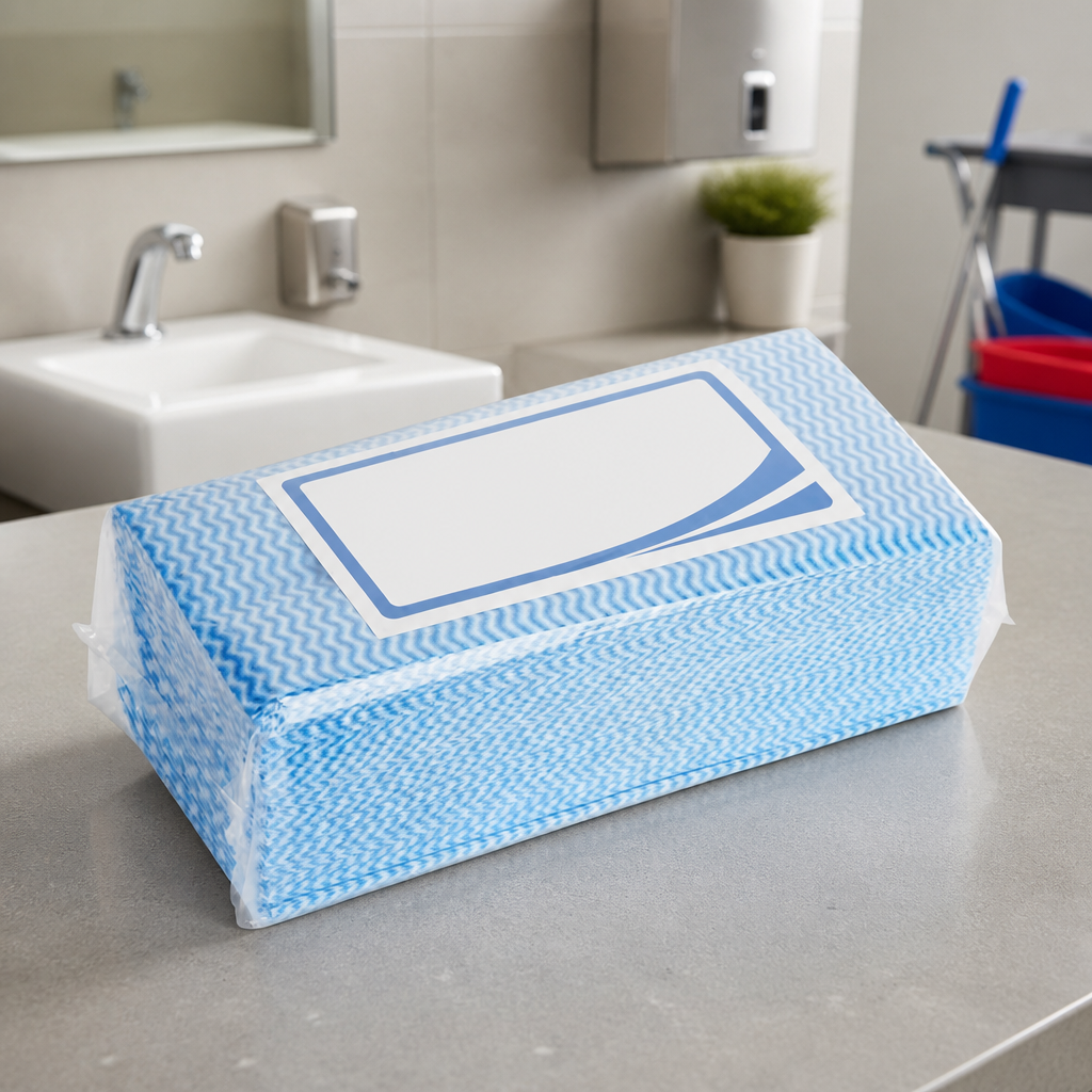 Commercial Washroom Cleaning Cloths Blue 50 Pack Non-Woven