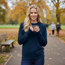 Premium Ladies Crew Neck Sweatshirt with Brushed Reverse and Set-In Sleeves in Navy Color
