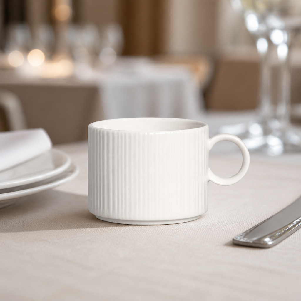 Pack of 12 Commercial Can Cups 227.5ml Hard Porcelain