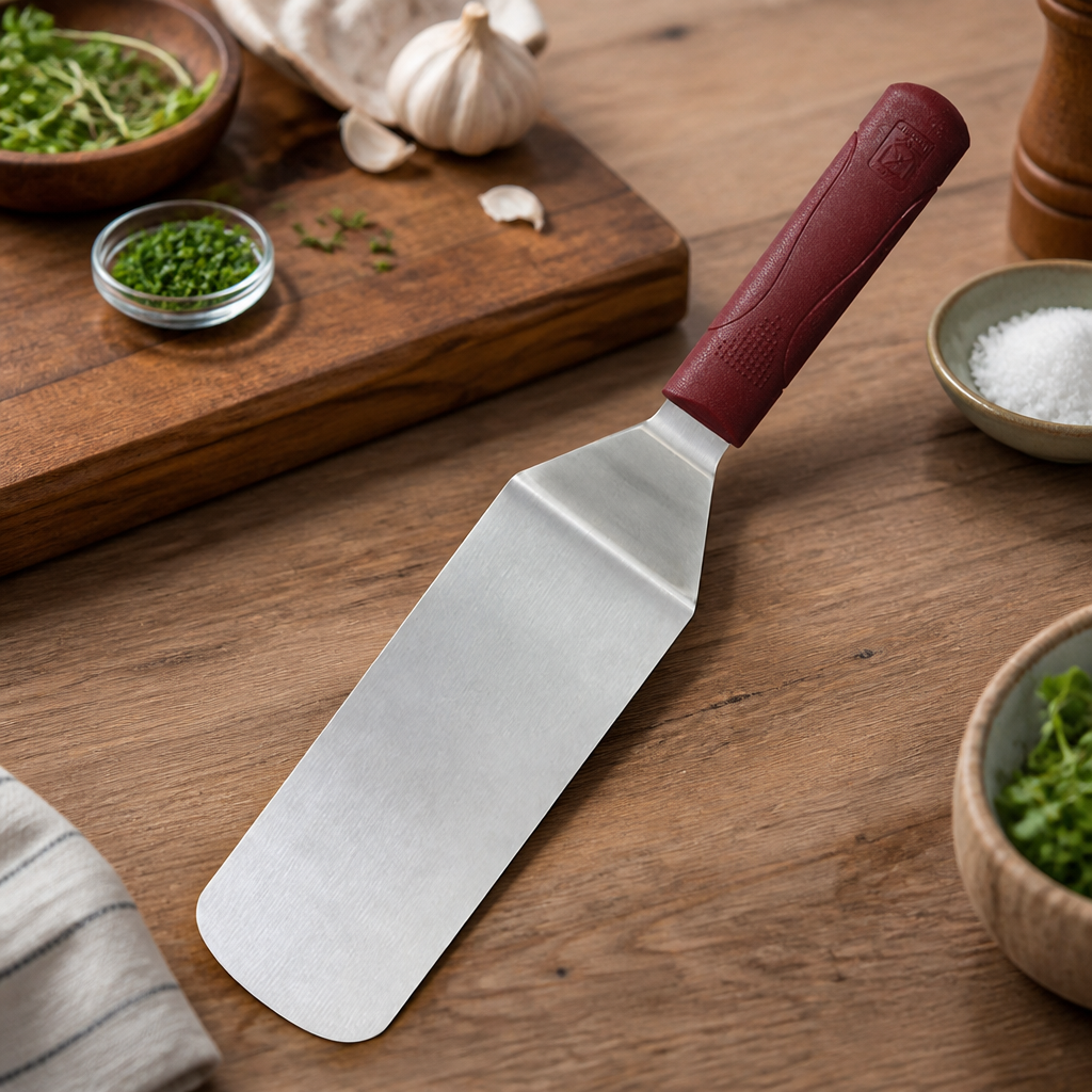 Heat Resistant Commercial Spatula 8x3" with Ergonomic Handle