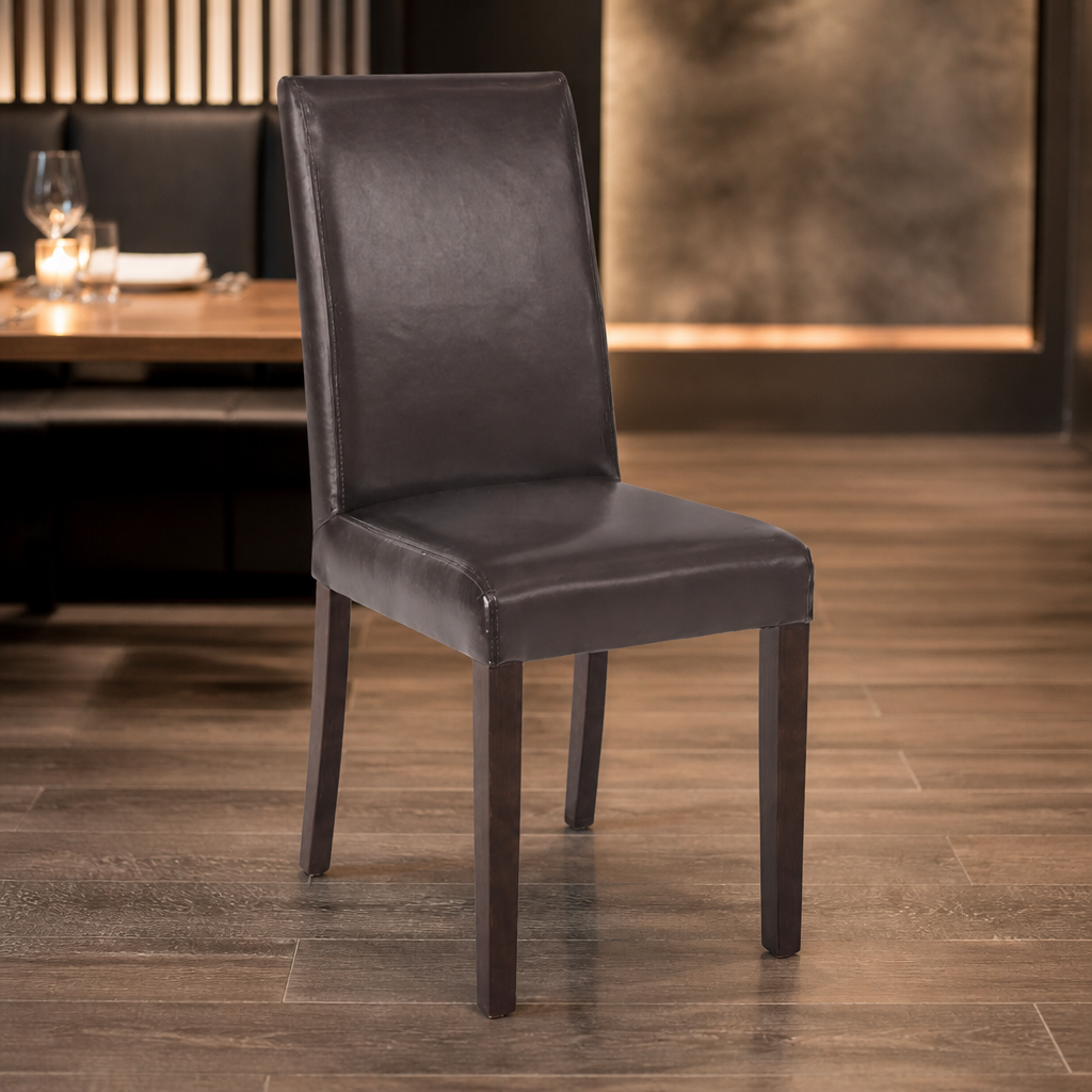 Commercial Faux Leather Dining Chairs Dark Brown 2 Pack