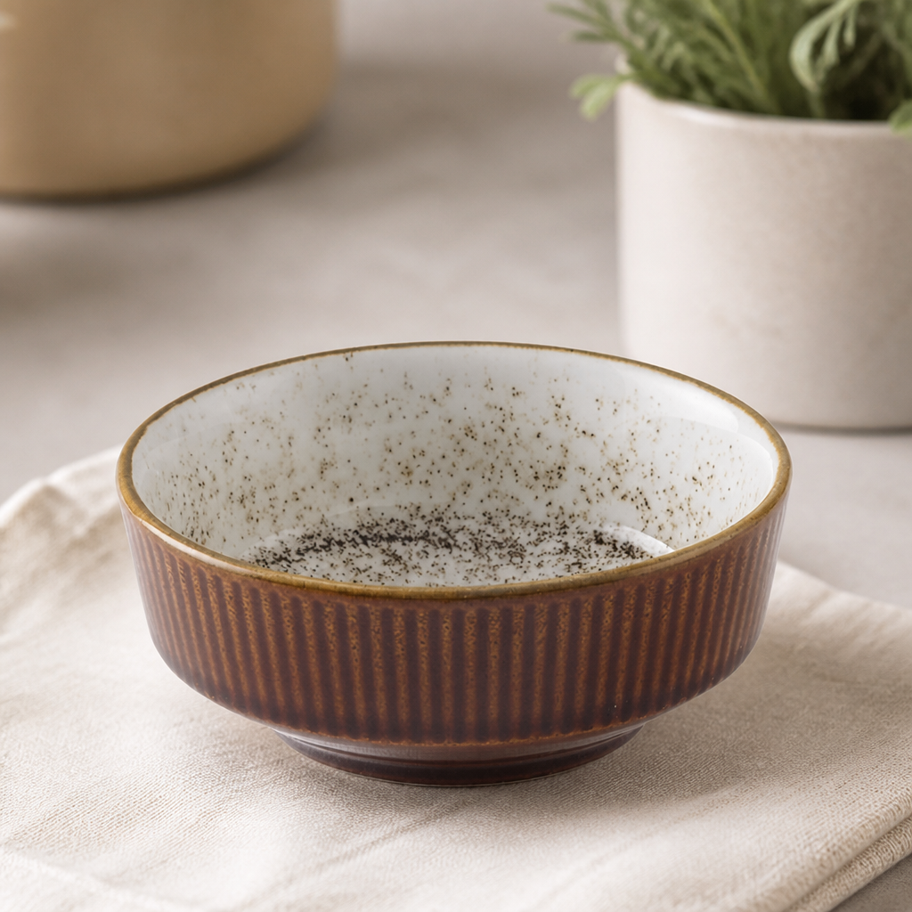 Cinnamon Brown Barley White Kochi Shallow Bowls 266ml (12 Pack)