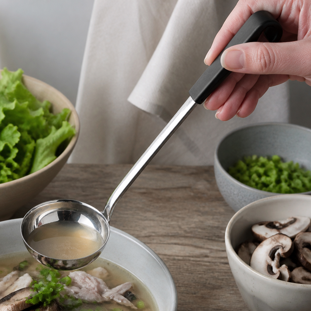 Commercial Black Handled Ladle 130ml Stainless Steel Utensil