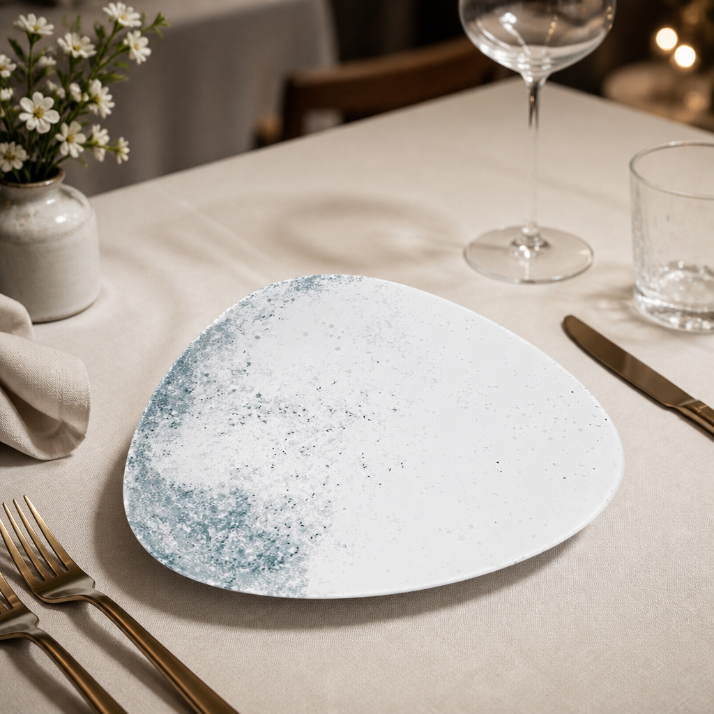 Commercial Haze Blue Triangle Plates 10.5" - 12 Pack