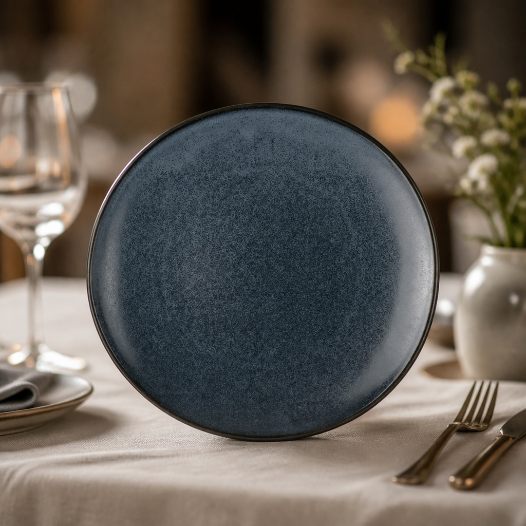 Commercial Organic Plates 190mm Blue Vitrified China 24 Pack