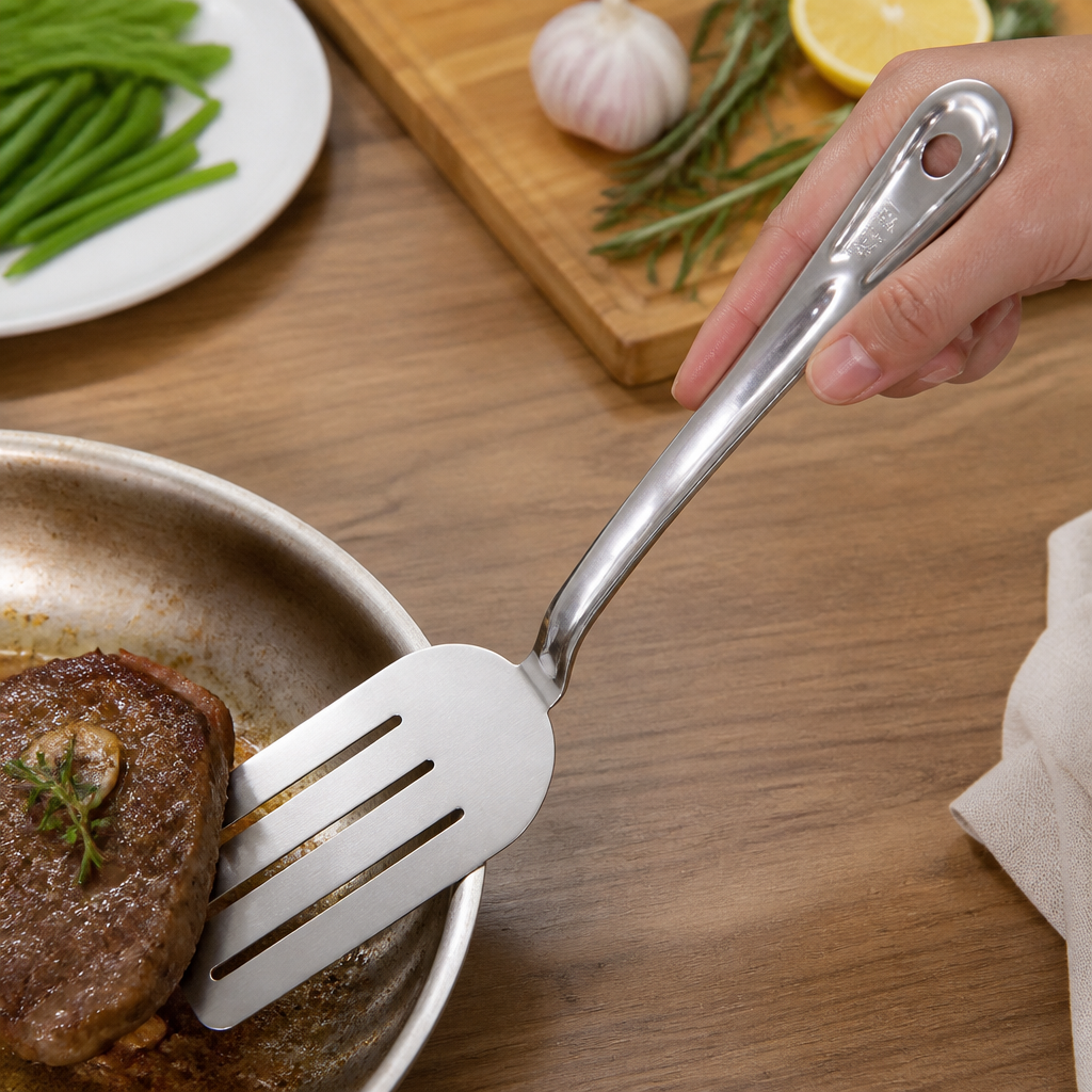 35cm Commercial Flexible Slotted Spatula in stainless steel