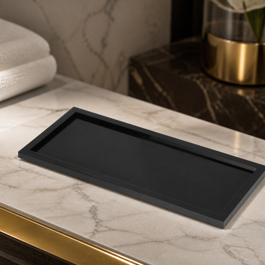 Commercial Acrylic Bathroom Presentation Tray Black 9x24cm