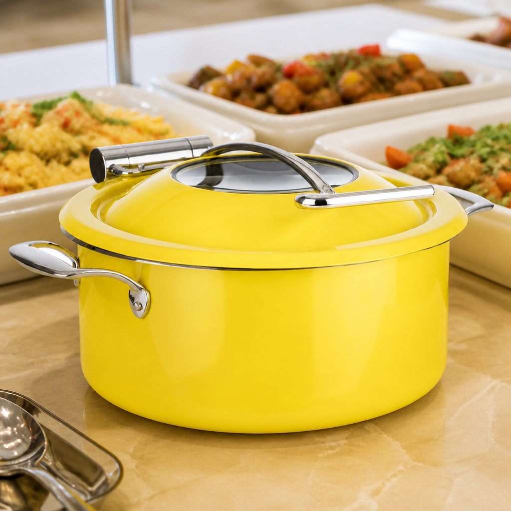 Commercial Chafing Dish Set 305mm Stainless Steel Yellow