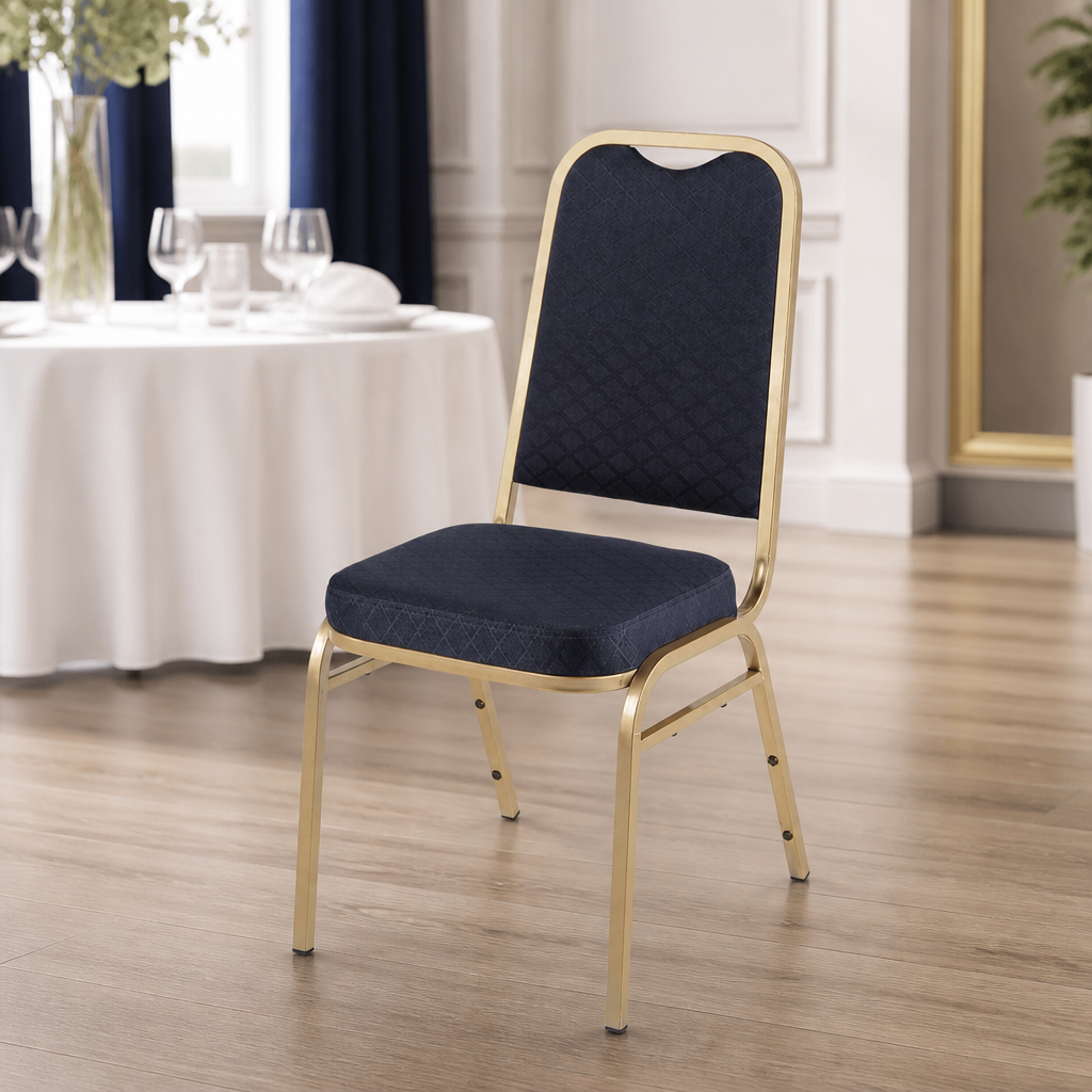 Commercial Stackable Banquet Chairs Blue Gold 4 Pack