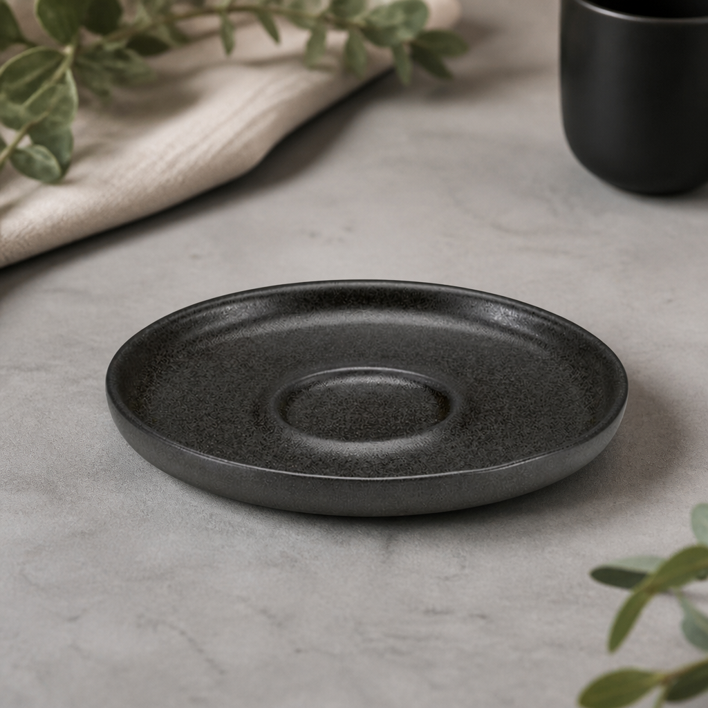 Commercial Black Saucers 120mm - Set of 6 for Beverages