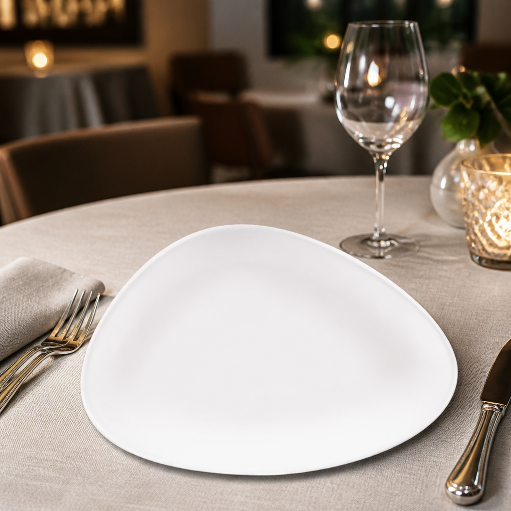 Commercial triangular plates 260mm for food presentation