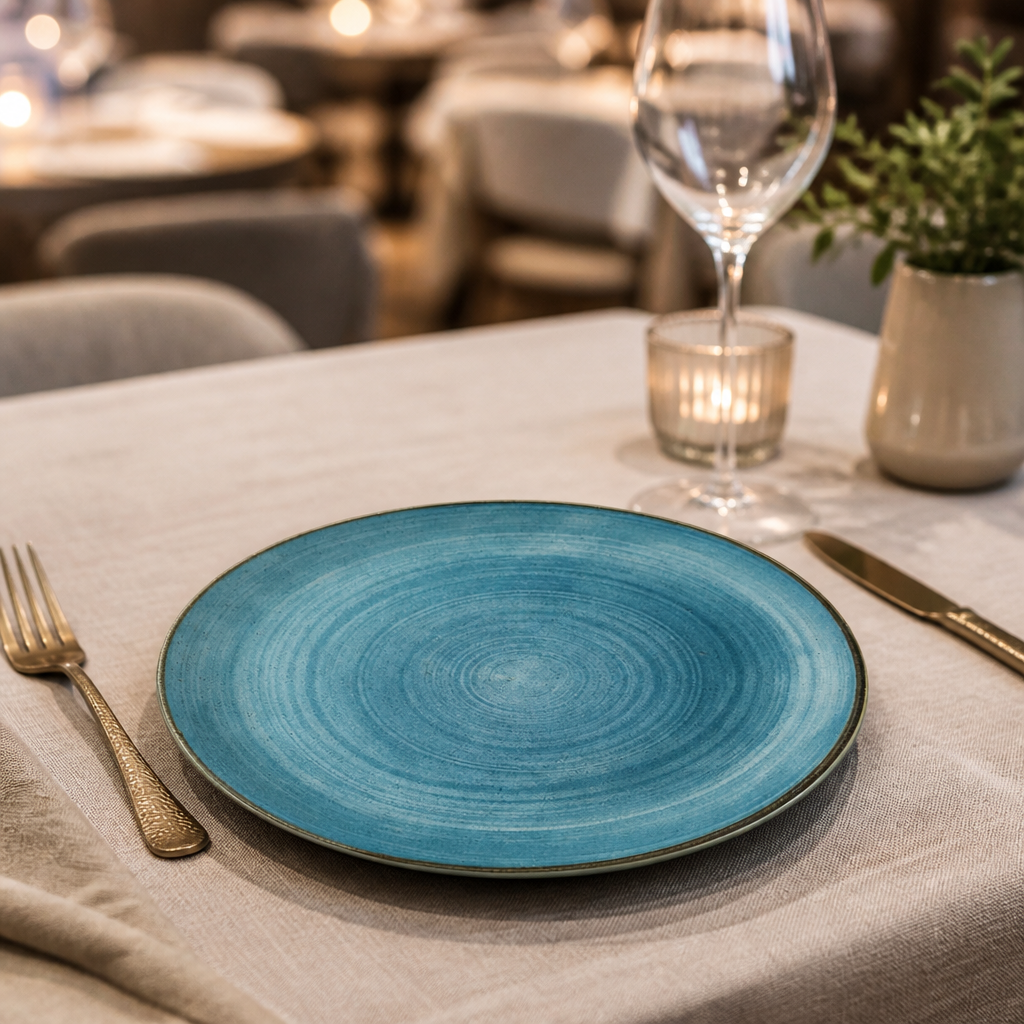 Commercial Coupe Plates Teal 285mm - 12 Pack Stoneware Set