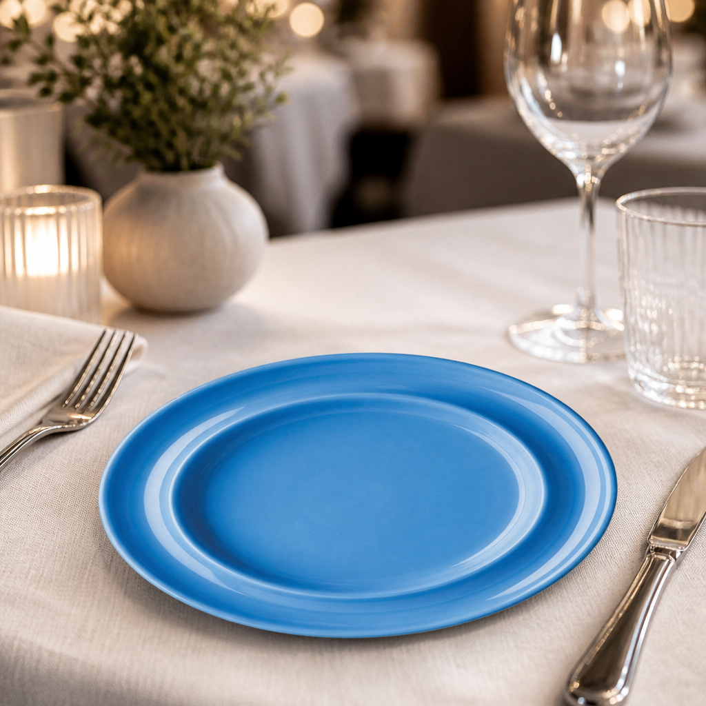 Commercial Raised Rim Side Plates 203mm Blue - 4 Pack