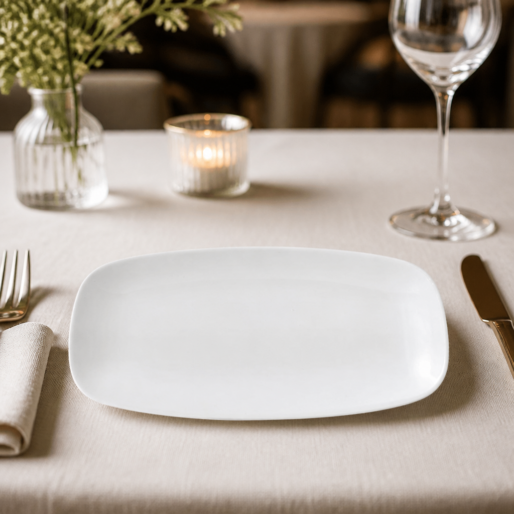 Commercial Oblong Plates 298x153mm Vellum 12 Pack