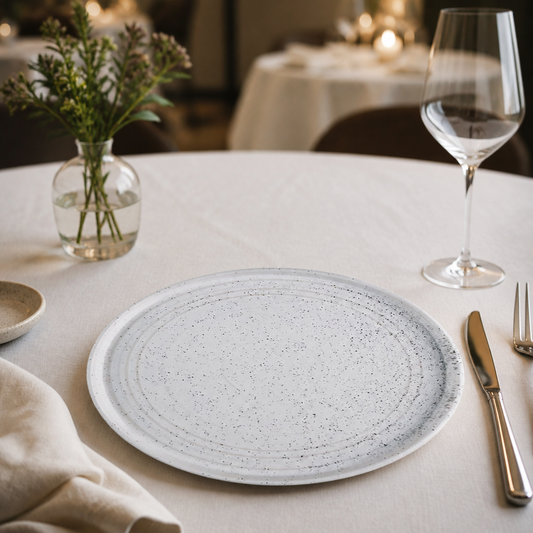 Commercial dishwasher safe flat round dinner plates 270mm, 4 pack
