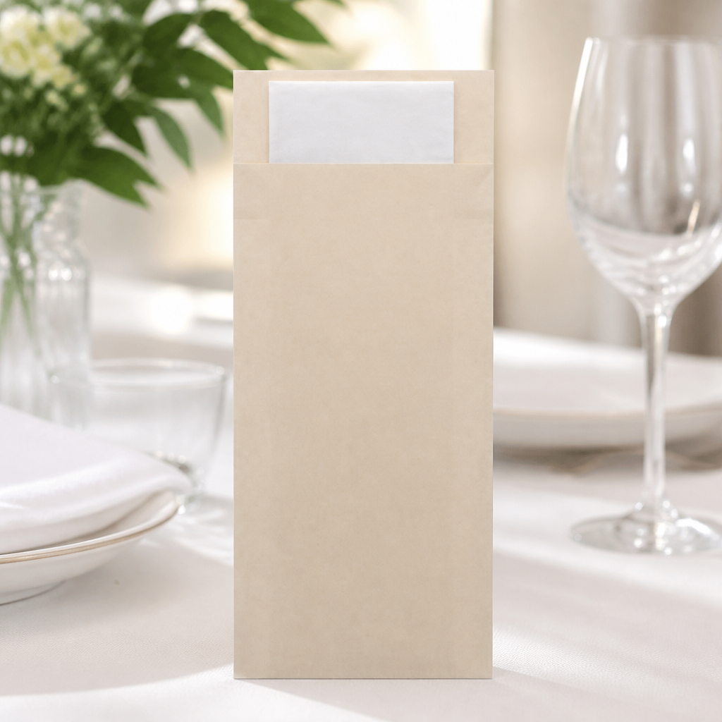 Commercial Cutlery Pouches with 2-Ply Napkin - 500 Pack
