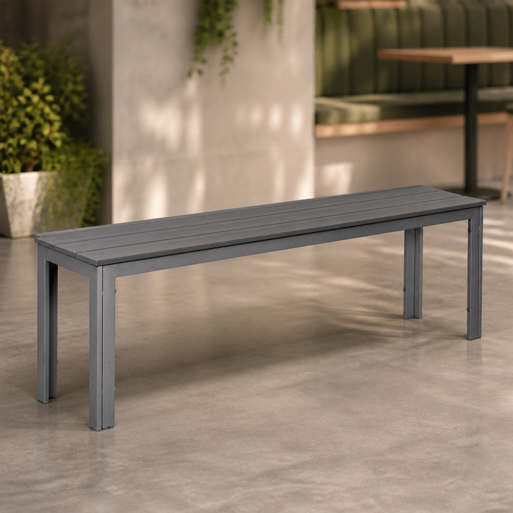 Commercial Grey Slatted Benches 2 Pack for outdoor use