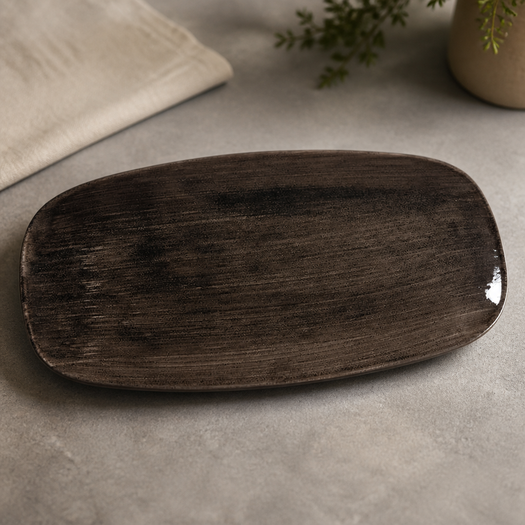 Commercial Rectangular Serving Plates 298mm Black 12 Pack