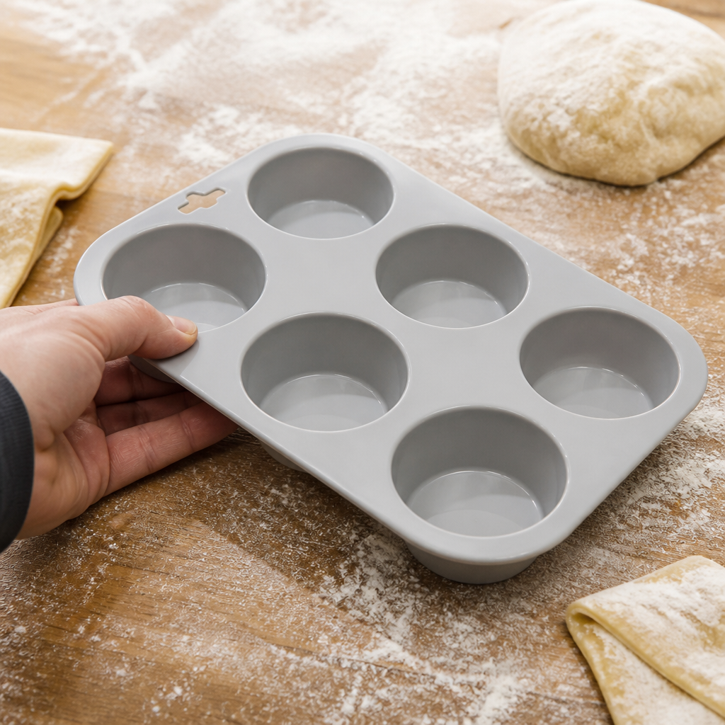 Commercial Silicone Muffin Pan 6 Cup Flexible Mould