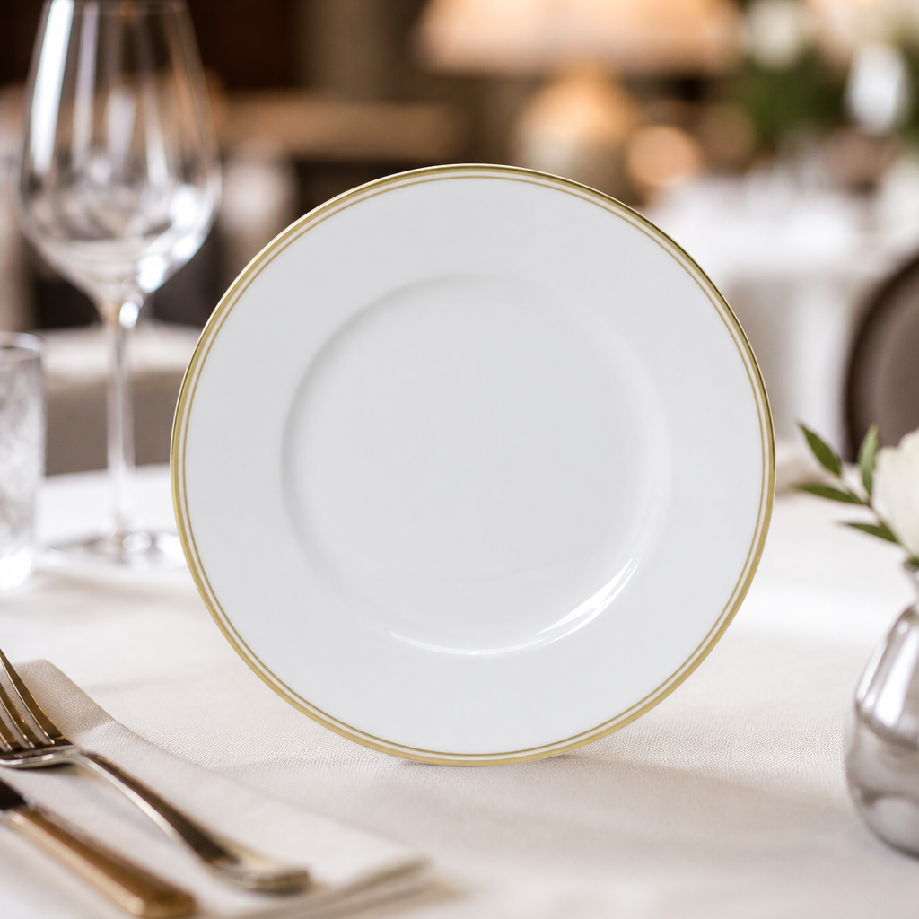 Burnished Gold Plates 220mm for fine dining presentation, 12 pack