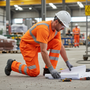 Premium High-Performance Stretch Cargo Trousers in Orange with ISO 20471 Class 1 Compliance and Railway Group Standard