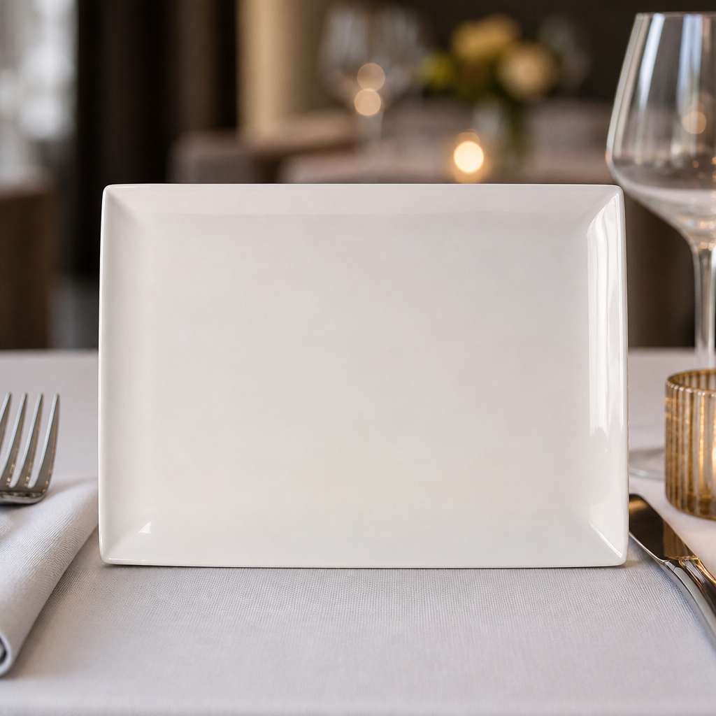 Set of 6 commercial porcelain rectangle plates