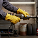 Premium Leather Unlined Driving Glove - Golden Yellow with Brown Piping for Enhanced Grip and Comfort