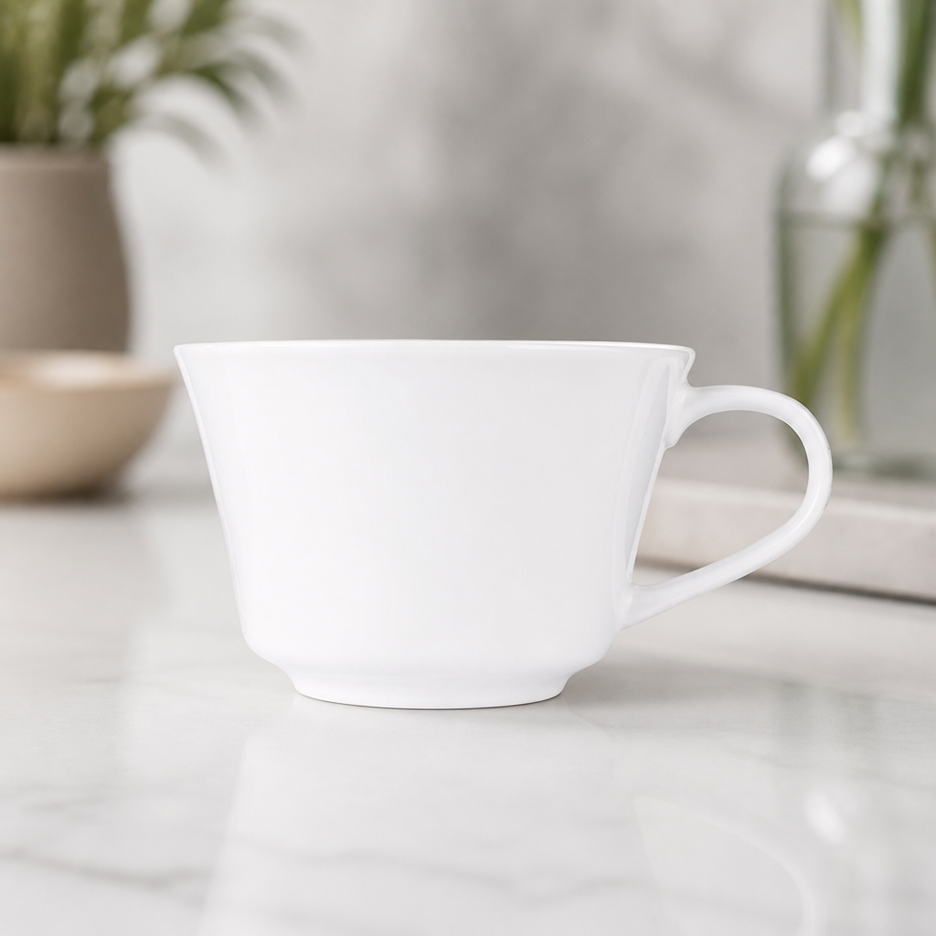 Commercial Fine Porcelain Tea Cups 227ml for Dining 6 Pack