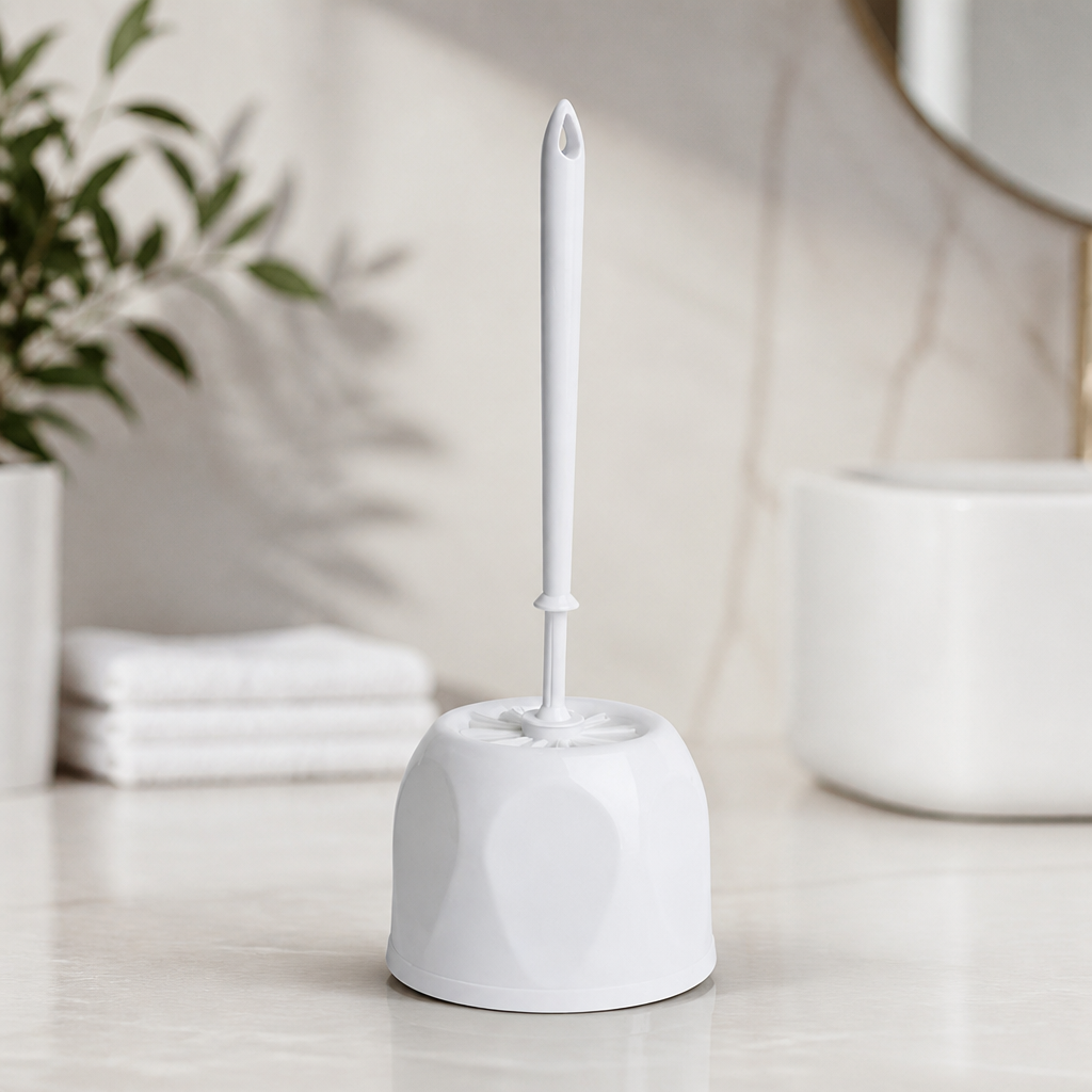 Round Toilet Brush with Holder for Commercial Washrooms