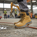 Premium Metal-Free Honey Safety Boot with SRC Grip, Heat Resistance, and Anti-Static Properties - Sizes 3-13