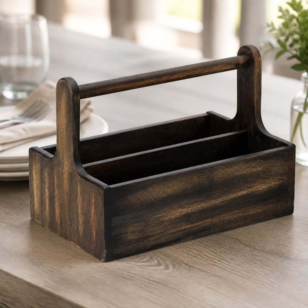 Commercial Wooden Table Caddy Condiment Holder Pack of 2