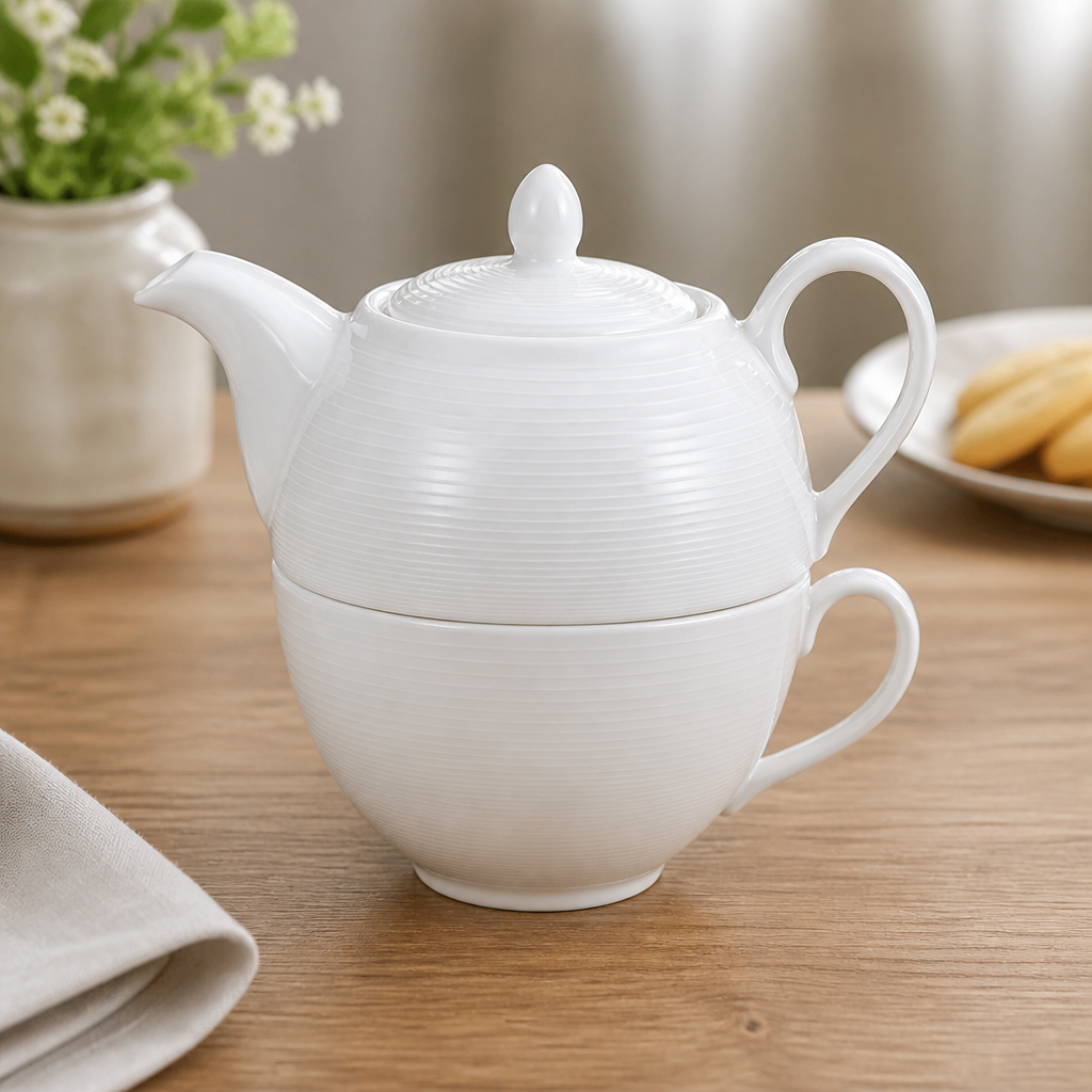 Commercial Bone China Teacup and Pot Set 6 Pack