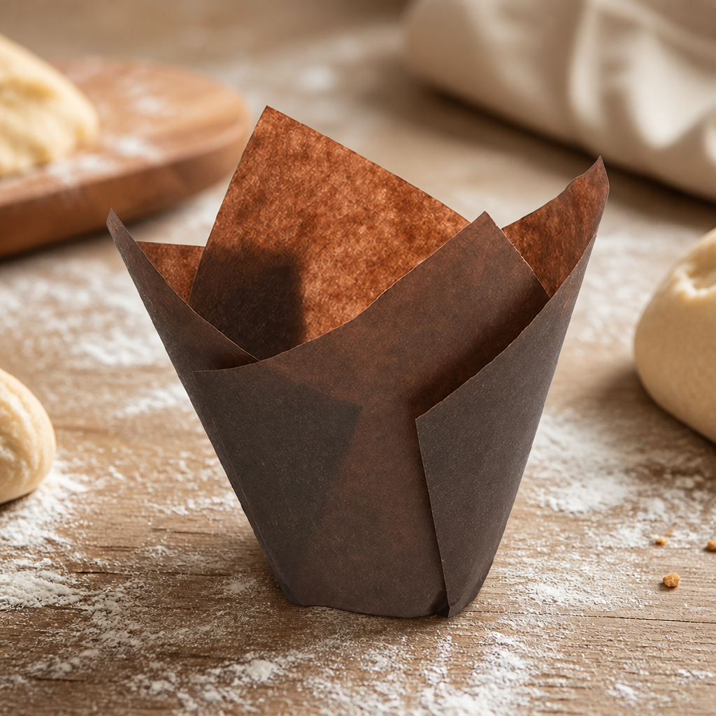 Brown Tulip Muffin Cases 80x50mm Bakery Consumables 200 Pack