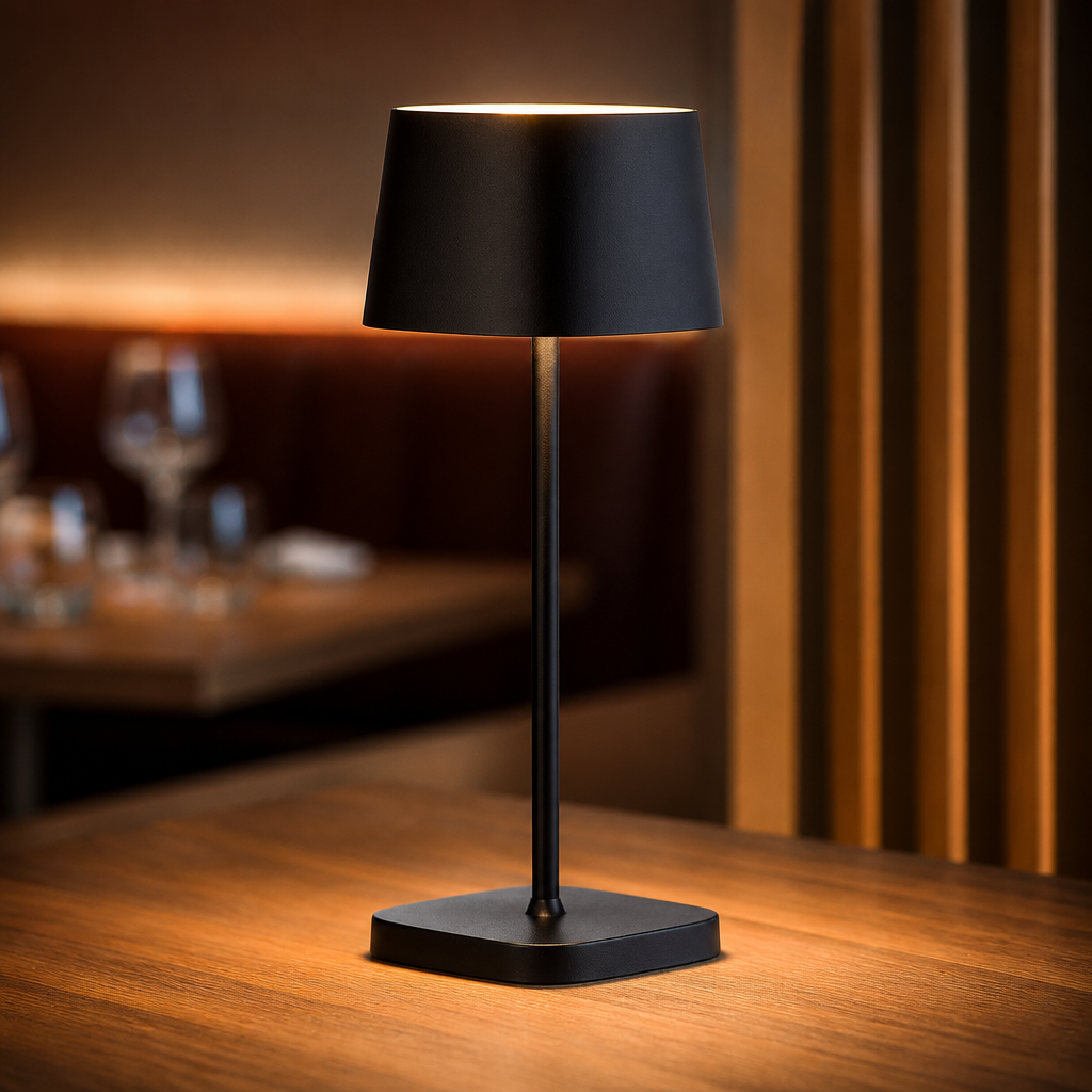 200mm Cordless Table Lamp - Black Aluminium - 6 Pack