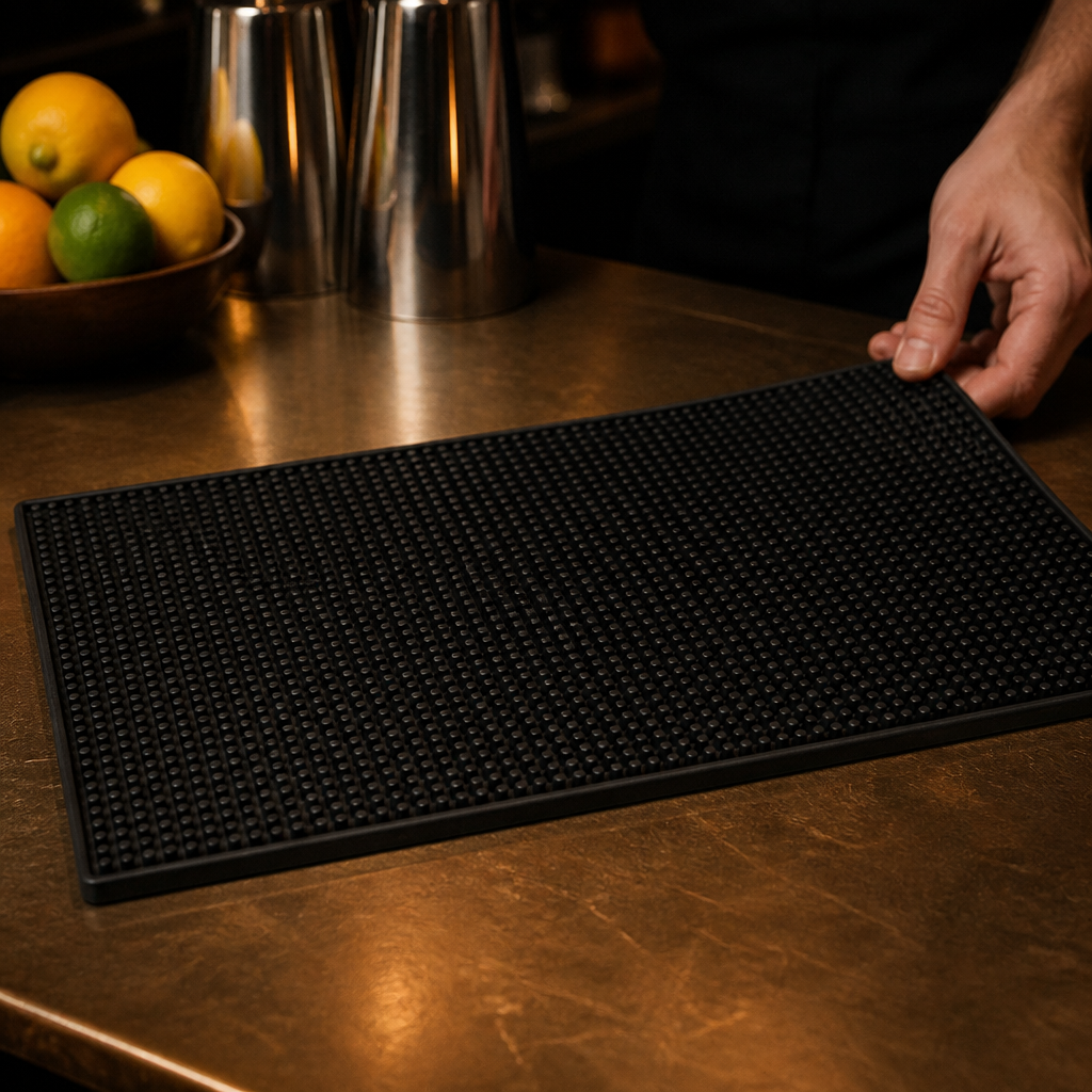 Commercial Black Bar Mat 300 x 450mm Easy Clean Rubber