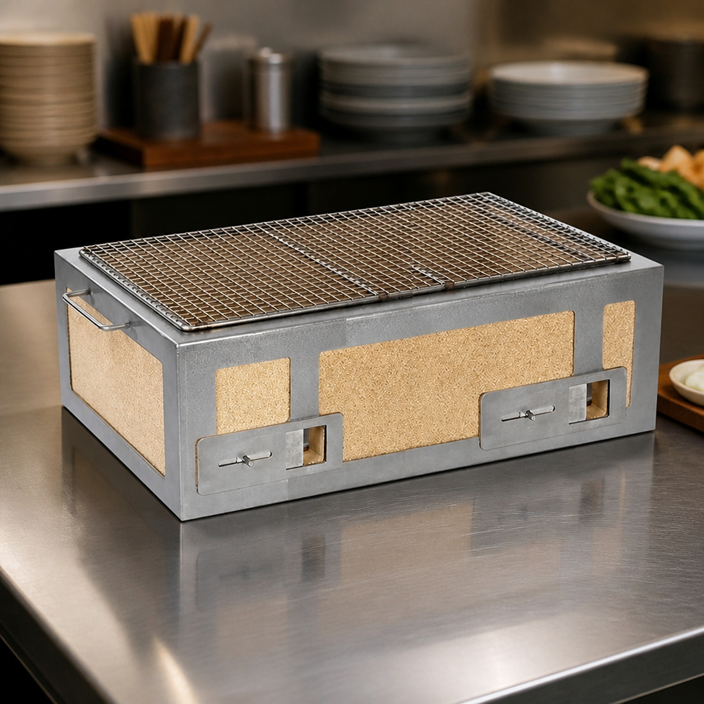 Commercial Konro Grill with Stainless Steel Frame 210mm Height