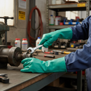 Premium Nitrile Glove with Chemical Resistance, Bisque Finish Grip, and Anatomical Gauntlet Cuff - 13 in Length and 5 mil Thickness