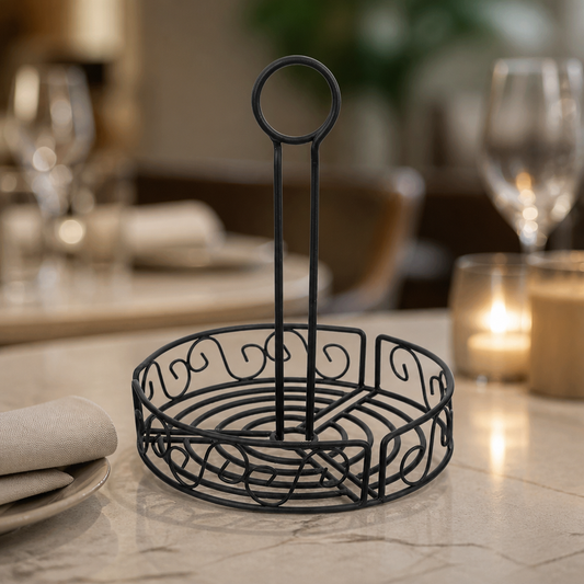 Commercial Wire Condiment Holder with Handle for Restaurants
