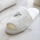 Luxury Velour Cotton Spa Slippers One Size Fits All White