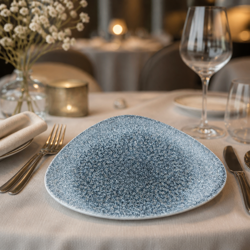 Triangular Plates Topaz Blue 260mm - 12 Pack Commercial Crockery