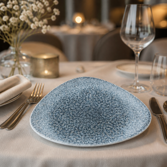 Triangular Plates Topaz Blue 260mm - 12 Pack Commercial Crockery