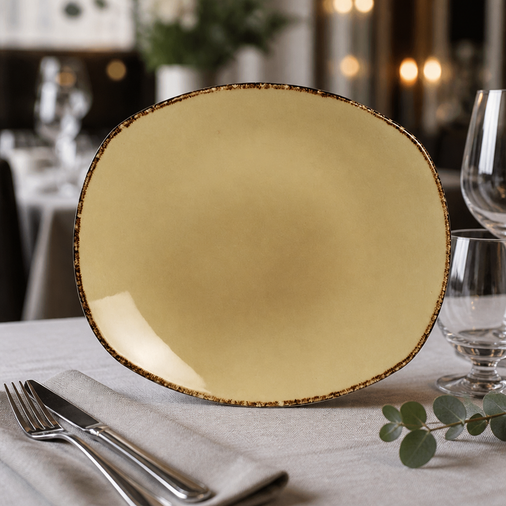 Commercial Porcelain Plates 255mm Wheat Spice 24 Pack