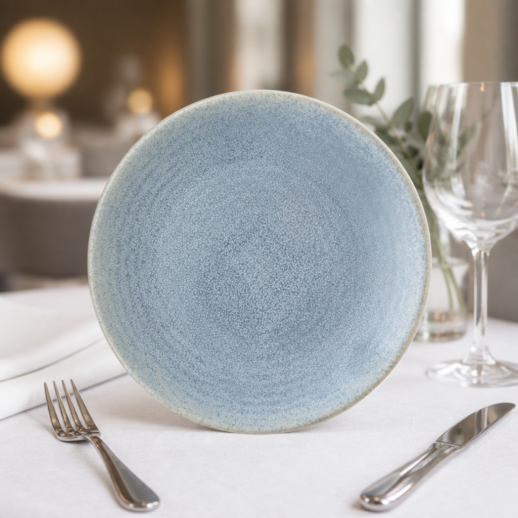 Commercial Coupe Plates 203mm Blue Reactive Glaze 6 Pack