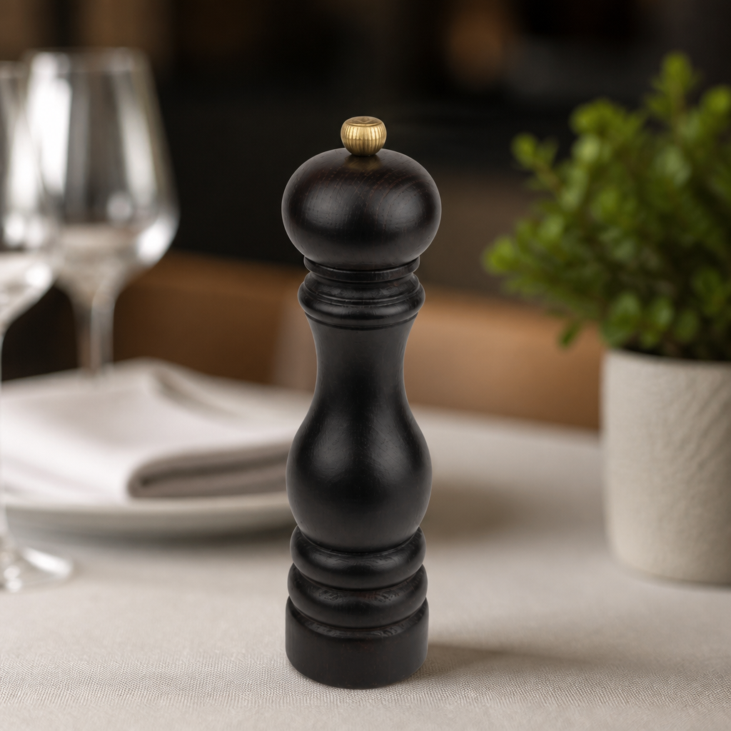 9 Inch Commercial Dark Wood Pepper Mill with Adjustable Grind