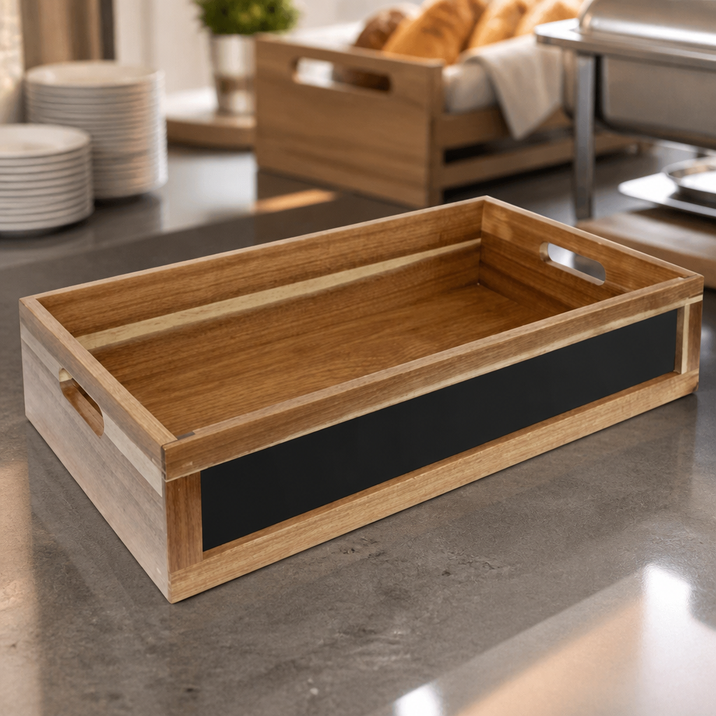 Commercial Wooden Bread Crate with Chalkboard 1/1 GN 120mm High